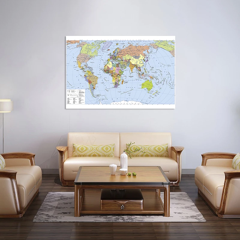 

150*100cm The World Map Russian Language Non-woven Canvas Painting Wall Art Poster Unframed Prints School Supplies Home Decor