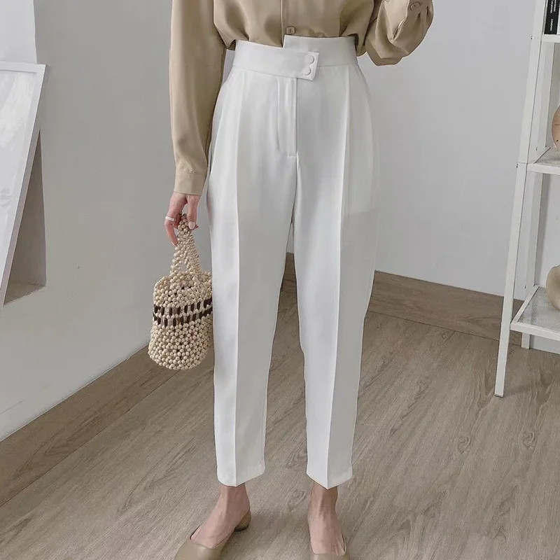 Commuter fashion high waist casual hanging trousers suit pants women 
Commuter fashion high waist casual hanging trousers suit pants women