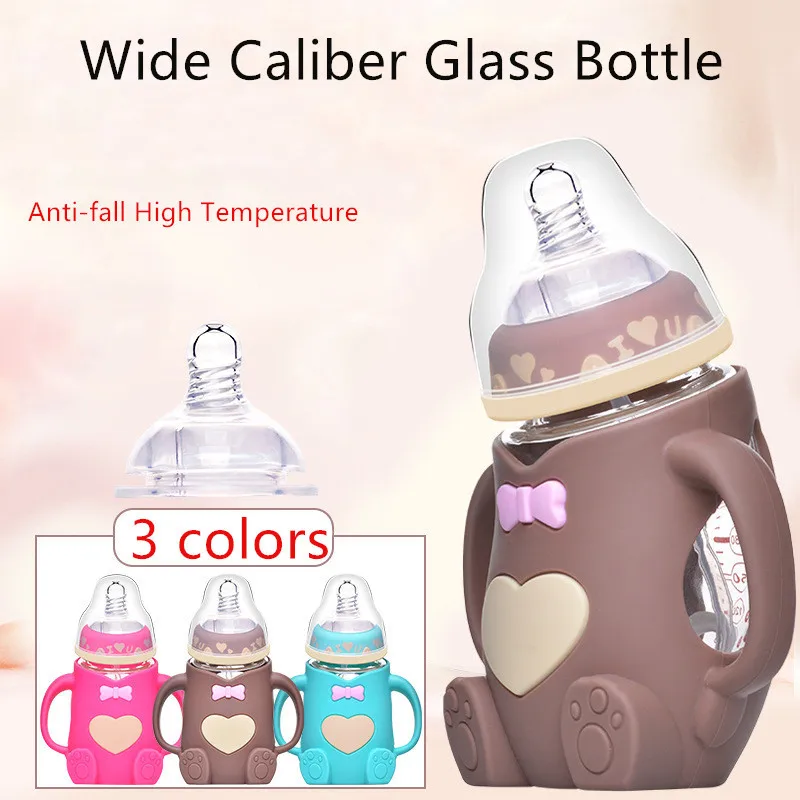 Hot Infant Baby Cute Feeding Glass Bottle Safe Silicone Milk Bottle With Handle Soft Mouth Newborn Drink Training Feeding Bottle
Hot Infant Baby Cute Feeding Glass Bottle Safe Silicone Milk Bottle With Handle Soft Mouth Newborn Drink Training Feeding Bottle