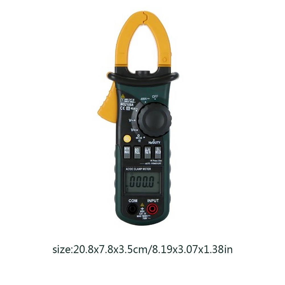 Digital Clamp Meter MS2108A New Auto Range Multimeter DC AC Current Electrical Tester Green Capacitance NCV Ohm Hz Tester
Digital Clamp Meter MS2108A New Auto Range Multimeter DC AC Current Electrical Tester Green Capacitance NCV Ohm Hz Tester