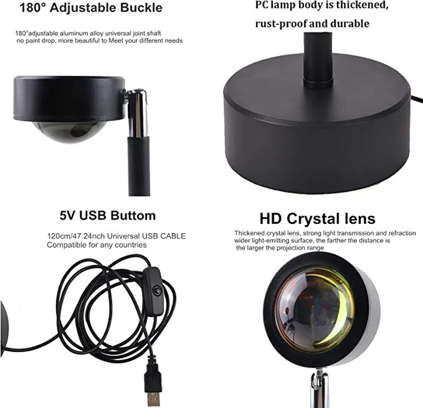 USB Rainbow Sunset Red Projector Led Night Light Sun Projection Desk Lamp for Bedroom Bar Coffee Store Wall Decoration Lighting
USB Rainbow Sunset Red Projector Led Night Light Sun Projection Desk Lamp for Bedroom Bar Coffee Store Wall Decoration Lighting