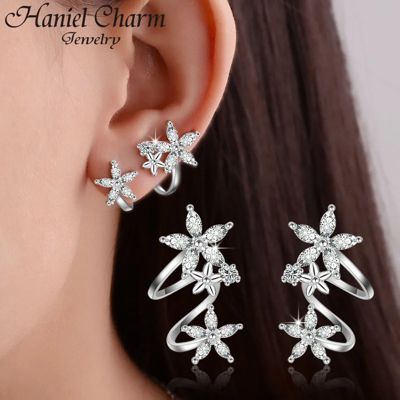 

hot sale 925 Sterling Silver CZ Zircon Butterfly Star Flower Stud Earring For Women pendientes oorbellen boucle d'oreille Gifts