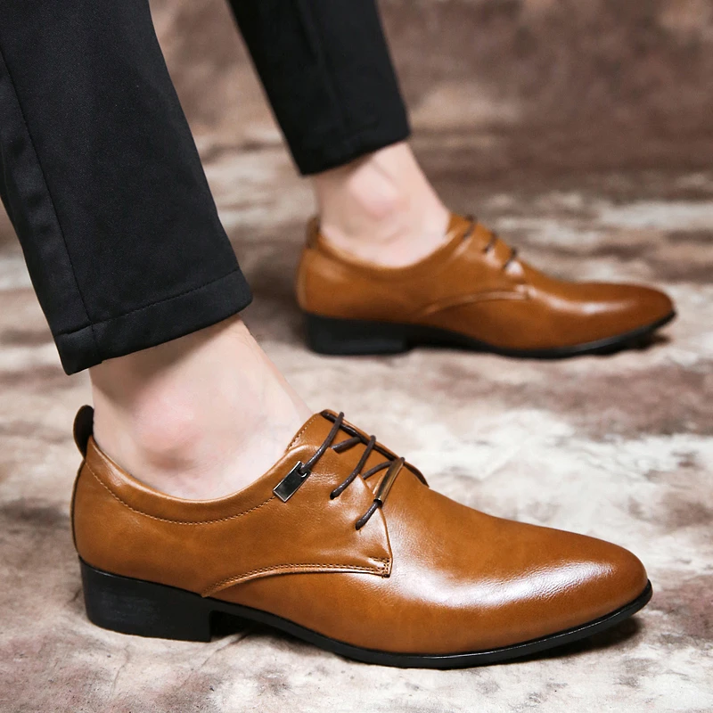 Men Leather Shoes Man Business Dress Classic Style Flats Brown Black Lace Up Pointed Toe Shoe For Men Oxford Shoes
Men Leather Shoes Man Business Dress Classic Style Flats Brown Black Lace Up Pointed Toe Shoe For Men Oxford Shoes