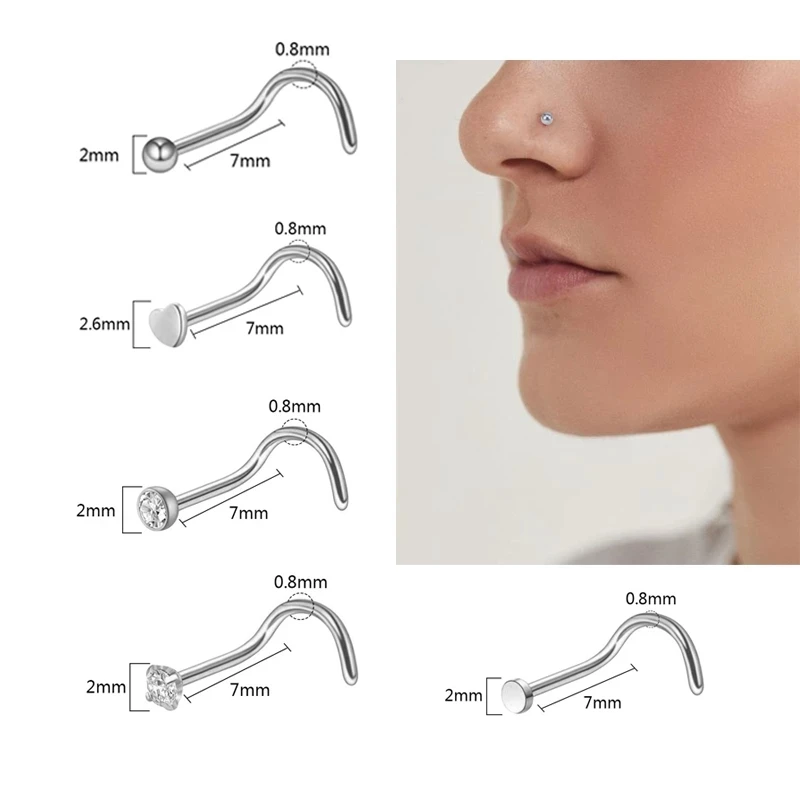20/40 Pcs Stainless Steel Nose Studs Cubic Zircon Nostril Studs Screws Nose Ring Hoop Body Piercing Silver Color Heart Nose Stud
20/40 Pcs Stainless Steel Nose Studs Cubic Zircon Nostril Studs Screws Nose Ring Hoop Body Piercing Silver Color Heart Nose Stud