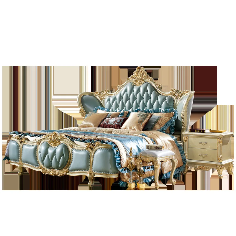 French classical double bed low box bedroom solid wood bed furniture villa apartment oak leather bed
French classical double bed low box bedroom solid wood bed furniture villa apartment oak leather bed