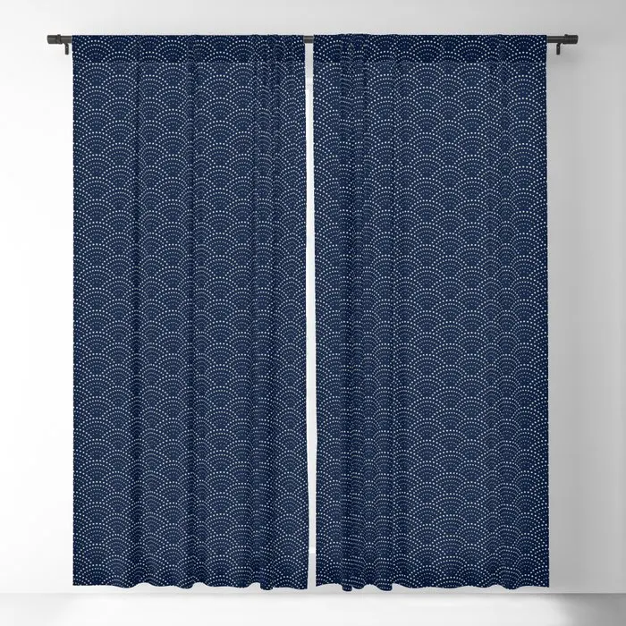 

Японские шторы блэкаут с синими волнами, оконные занавески с 3D принтом для спальни, гостиной, украшение для окон