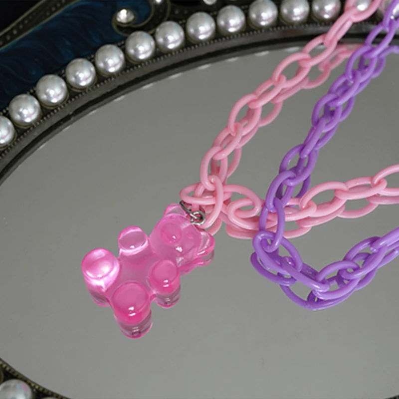Harajuku Y2K Pink Transparent Resin Bear Lock Chain Necklaces For Women Gummy Bear Acrylic Pendant Necklace Sweet Girl Jewelry
Harajuku Y2K Pink Transparent Resin Bear Lock Chain Necklaces For Women Gummy Bear Acrylic Pendant Necklace Sweet Girl Jewelry