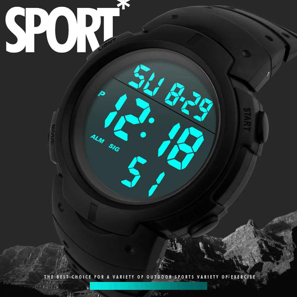 

Sport Watch Fashion Simple Men LCD Digital Watches Mens Waterproof Rubber Band Strap Sport Wristwatch reloj deportivo relogio