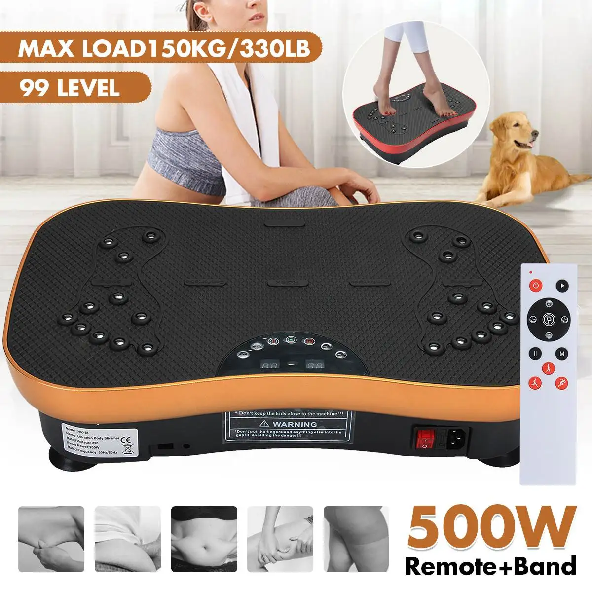 150KG/330lb Exercise Fitness Slim Vibration Machine Trainer Plate Platform Body Shaper Remote Control with Resistance Bands
150KG/330lb Exercise Fitness Slim Vibration Machine Trainer Plate Platform Body Shaper Remote Control with Resistance Bands