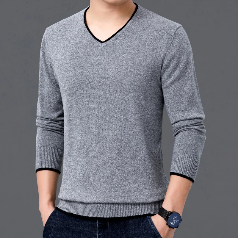 

Men Sweater V-Neck 2021 New Arrival Autumn And Winter Korean Style Thin Cotton Male Knitted Pullover Sweater Hot Sale M06