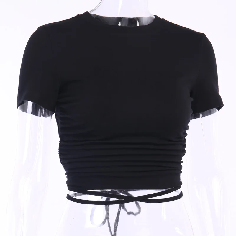 T-Shirts Women Crop Tops Fashion Summer Lady Plain O-neck Short Sleeve Hollow Out Lace Up Backless Casual Drawstring Tank Tops
T-Shirts Women Crop Tops Fashion Summer Lady Plain O-neck Short Sleeve Hollow Out Lace Up Backless Casual Drawstring Tank Tops