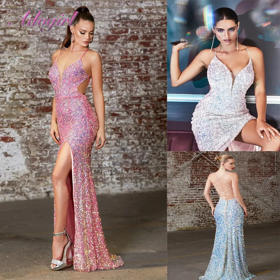 Sexy Sequins Sheer Mesh Halter Backless Lace Up Evening Party Club Floor Length Long Dress Women Elegant High Slpit Maxi Dresses
Sexy Sequins Sheer Mesh Halter Backless Lace Up Evening Party Club Floor Length Long Dress Women Elegant High Slpit Maxi Dresses