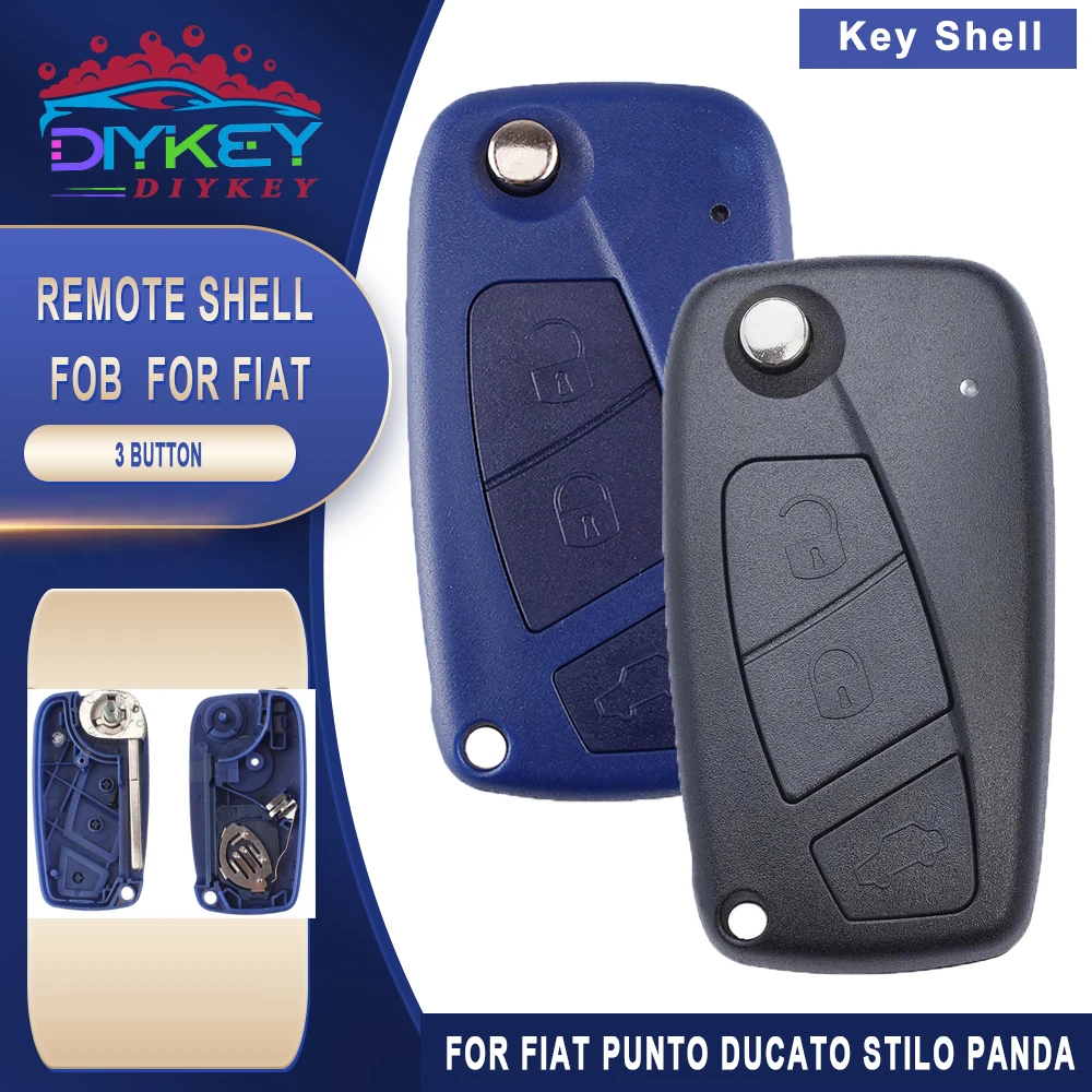 DIYKEY 3 Button Remote Flip Key Shell Case Fob for Fiat Punto Ducato Stilo Panda - Blue / Black
DIYKEY 3 Button Remote Flip Key Shell Case Fob for Fiat Punto Ducato Stilo Panda - Blue / Black