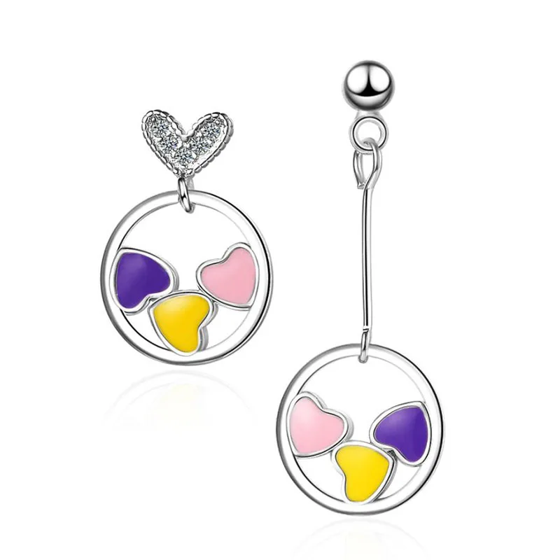 Romantic Silver Color Earrings Girl Fashion Jewelry Cute Tricolor Heart Asymmetry Earring Women Party Accessories KOFSAC
Romantic Silver Color Earrings Girl Fashion Jewelry Cute Tricolor Heart Asymmetry Earring Women Party Accessories KOFSAC