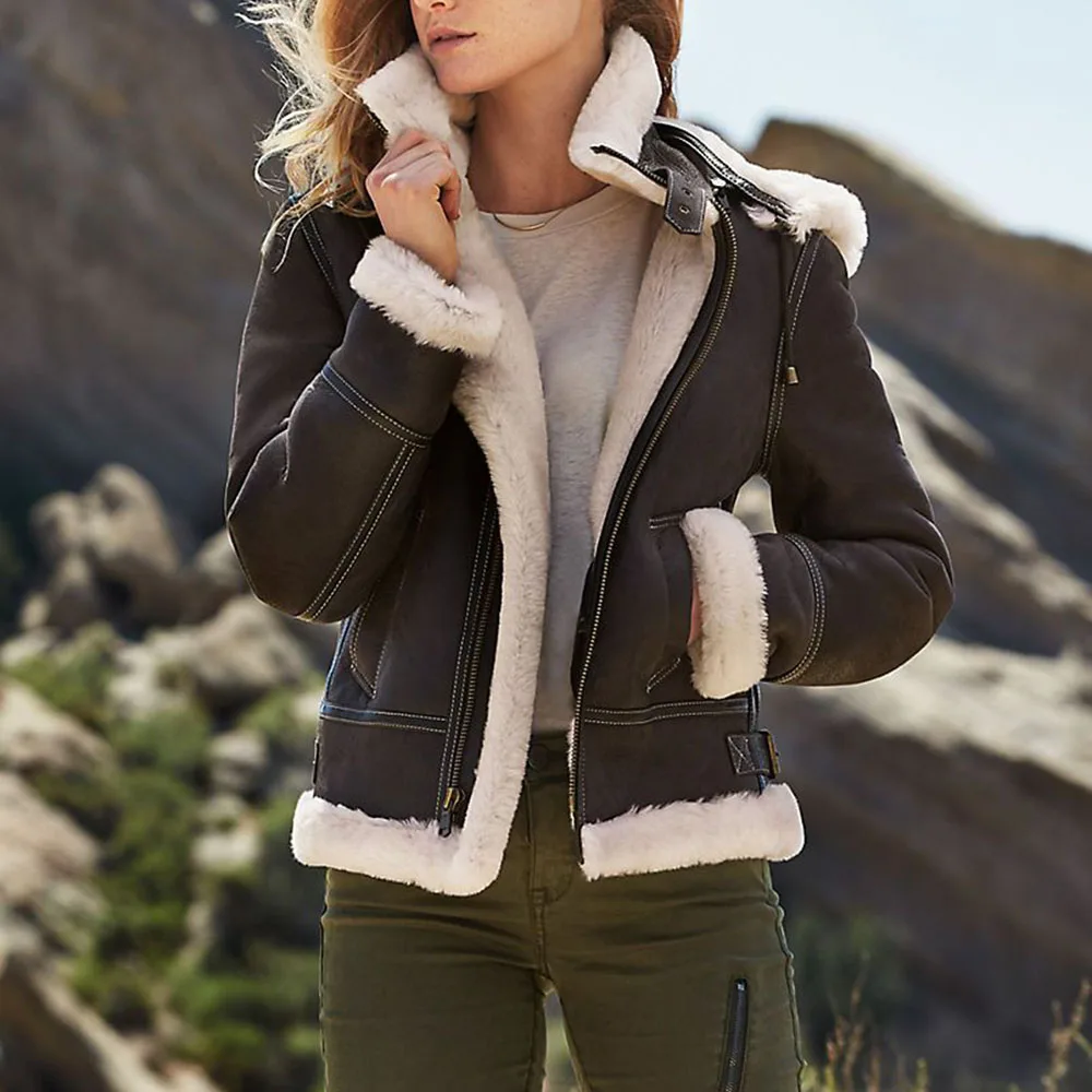 Retro Women Fashion Jacket Long Sleeve Solid Fake Fur Patchwork Zipper Pocket Thicken Casual OL Commuter Winter Jacket For Women
Retro Women Fashion Jacket Long Sleeve Solid Fake Fur Patchwork Zipper Pocket Thicken Casual OL Commuter Winter Jacket For Women