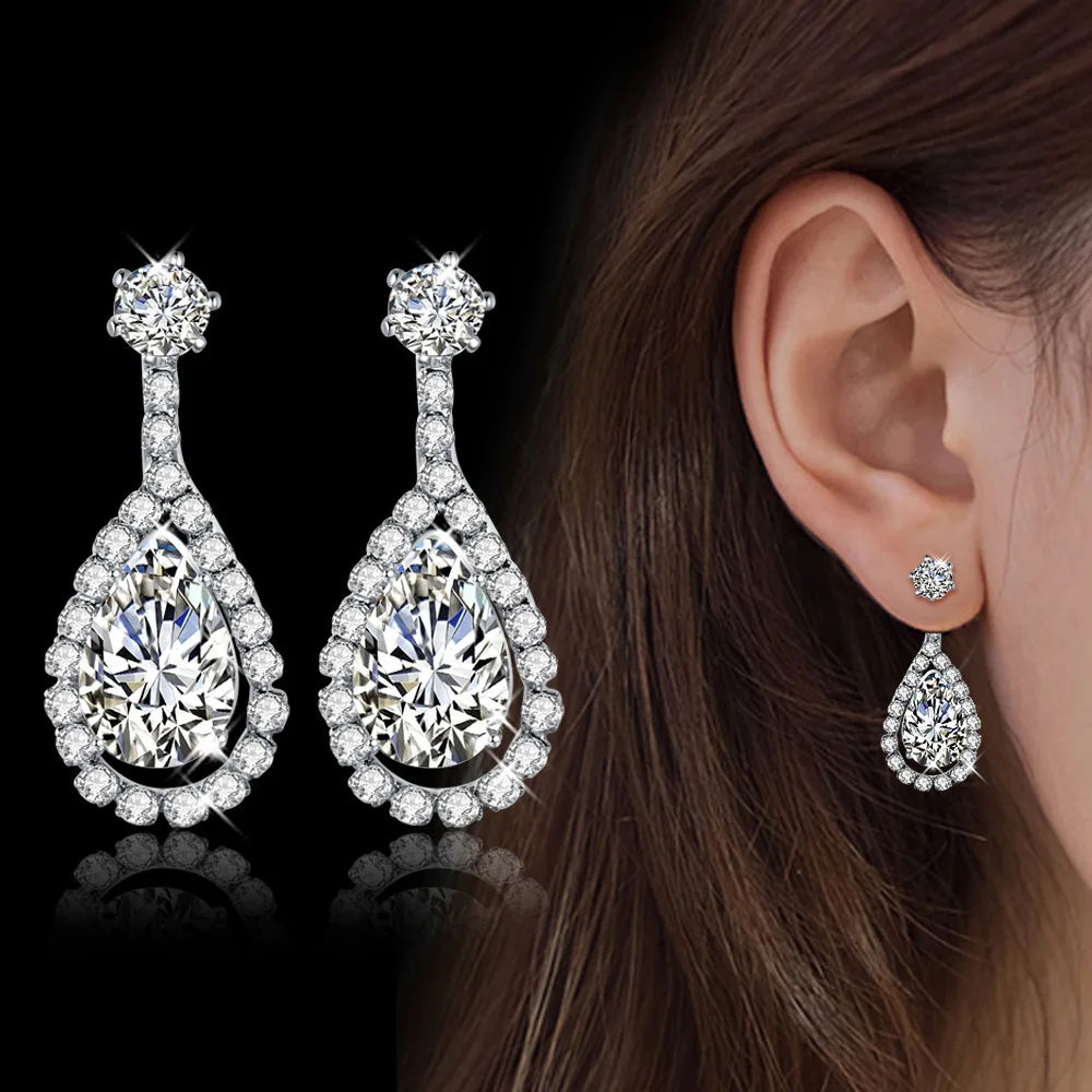 Luxury Water Drop Cubic Zirconia Dangle Earrings 925 Sterling Silver Steling Silver Drop Earring for Women Wedding Jewelry
Luxury Water Drop Cubic Zirconia Dangle Earrings 925 Sterling Silver Steling Silver Drop Earring for Women Wedding Jewelry