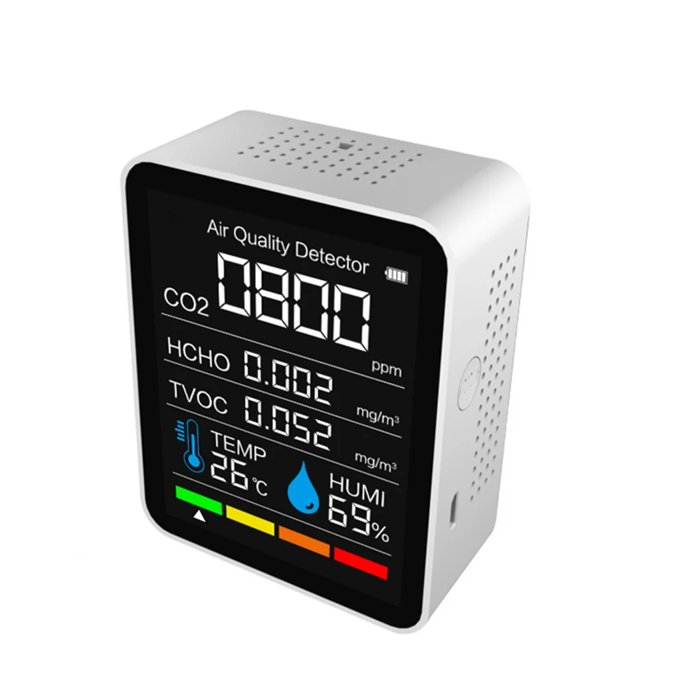 5 in1 Portable Carbon Dioxide TVOC HCHO Detector Bluetooth-Compatible Multifunctional Air Analyzer Humidity Quality Monitor Tool
5 in1 Portable Carbon Dioxide TVOC HCHO Detector Bluetooth-Compatible Multifunctional Air Analyzer Humidity Quality Monitor Tool