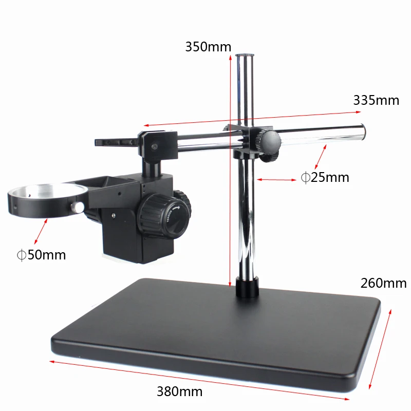 

HDMI USB Video Microscope Camera Adjustable Boom Table Working Stand Holder + 50mm Ring Holder + Multi-axis Adjustable Metal Arm