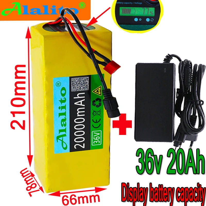 36V батарея 10S4P 20Ah Дисплей емкость батареи батарейный блок 500W высокая мощность 42В