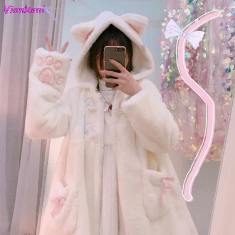 Winter Jacket Women 2022 New Lolita Thickened Girl Soft Fabric Kawaii Cat Ear Hat Claw Cute Plush White Coat Youthful Parka
Winter Jacket Women 2022 New Lolita Thickened Girl Soft Fabric Kawaii Cat Ear Hat Claw Cute Plush White Coat Youthful Parka