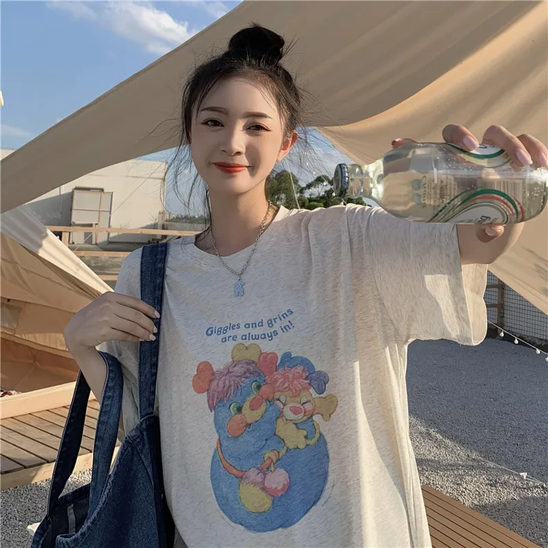 2021 summer new Korean version of all-match casual loose short sleeve printable T-shirt women
2021 summer new Korean version of all-match casual loose short sleeve printable T-shirt women