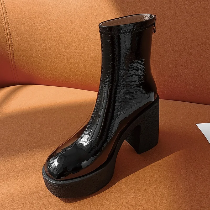 Women's High Heels, Painted Leather Boots, Beige Black Thick Soled High Heels, 2021 New Autumn and Winter Women's Shoes
Women's High Heels, Painted Leather Boots, Beige Black Thick Soled High Heels, 2021 New Autumn and Winter Women's Shoes