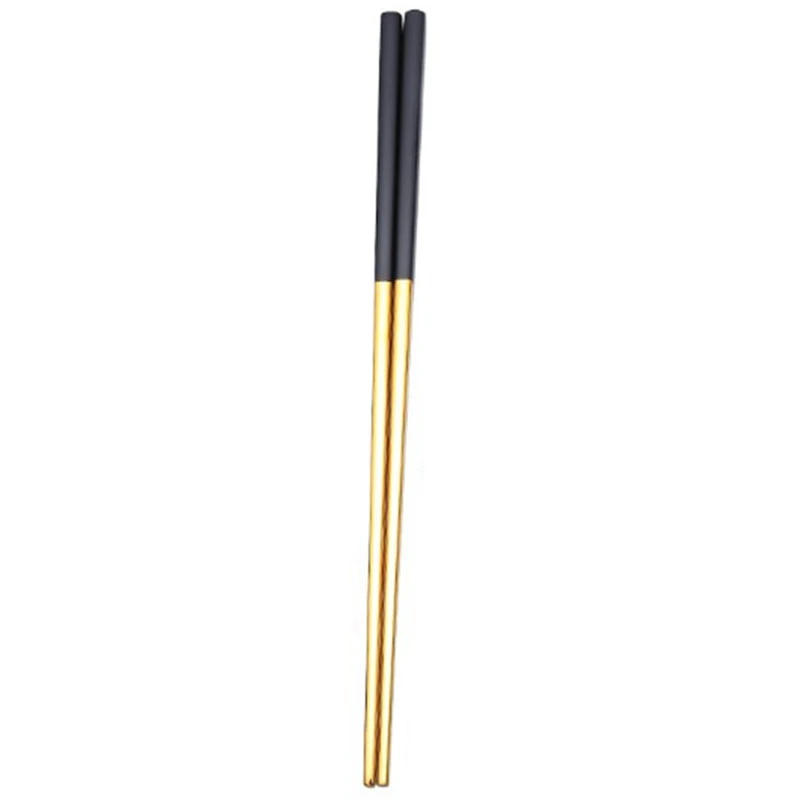 

5 Pairs Chopsticks Stainless Steel Chinese Gold Set Black Metal Chop Sticks Set Used for Sushi Dinnerware