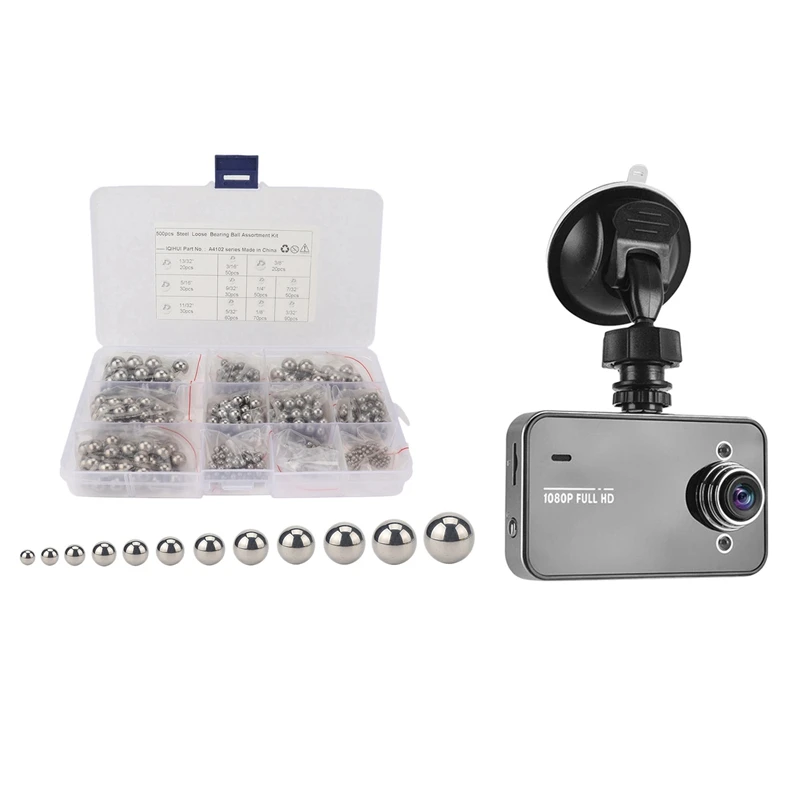 1set 1080P Dash Camera Hd Driving Recorder Wide Angle Dashboard Camera & 500PCS 11 Sizes Durable Carbon Steel Ball
1set 1080P Dash Camera Hd Driving Recorder Wide Angle Dashboard Camera & 500PCS 11 Sizes Durable Carbon Steel Ball