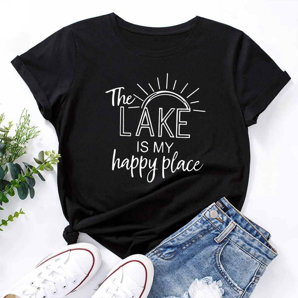 Lake Is My Happy Place Print Women T Shirt Short Sleeve O Neck Loose Women Tshirt Ladies Tee Shirt Tops Clothes Camisetas Mujer
Lake Is My Happy Place Print Women T Shirt Short Sleeve O Neck Loose Women Tshirt Ladies Tee Shirt Tops Clothes Camisetas Mujer