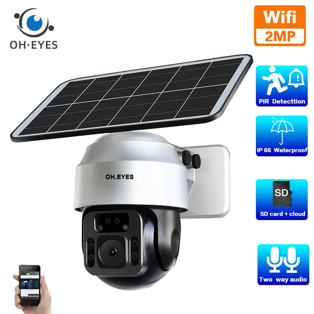 2MP CCTV Wifi IP Camera Solar Power Battery Outdoor Waterproof Two Way Audio Security Surveillance Camera PTZ Wireless 1080P Cam
2MP CCTV Wifi IP Camera Solar Power Battery Outdoor Waterproof Two Way Audio Security Surveillance Camera PTZ Wireless 1080P Cam