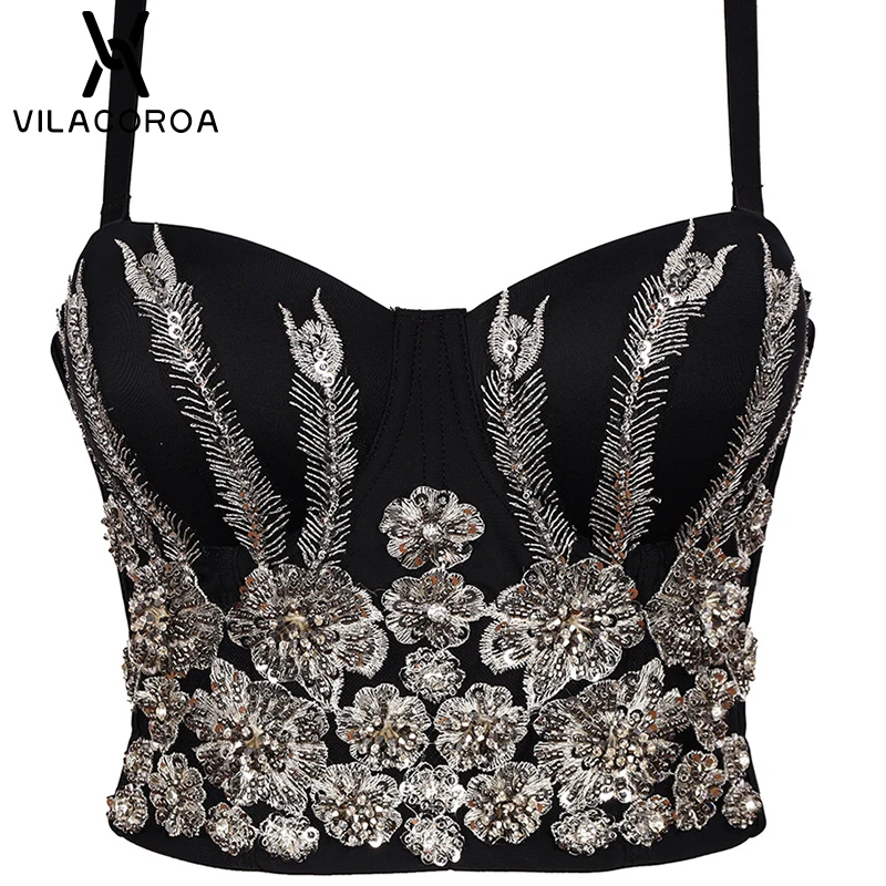 Luxury Beaded Embroidery Corset Tops Female Skinny French Retro Sling Crop Tops The Banquet Stage Shines Camis Women Sexy Vest
Luxury Beaded Embroidery Corset Tops Female Skinny French Retro Sling Crop Tops The Banquet Stage Shines Camis Women Sexy Vest