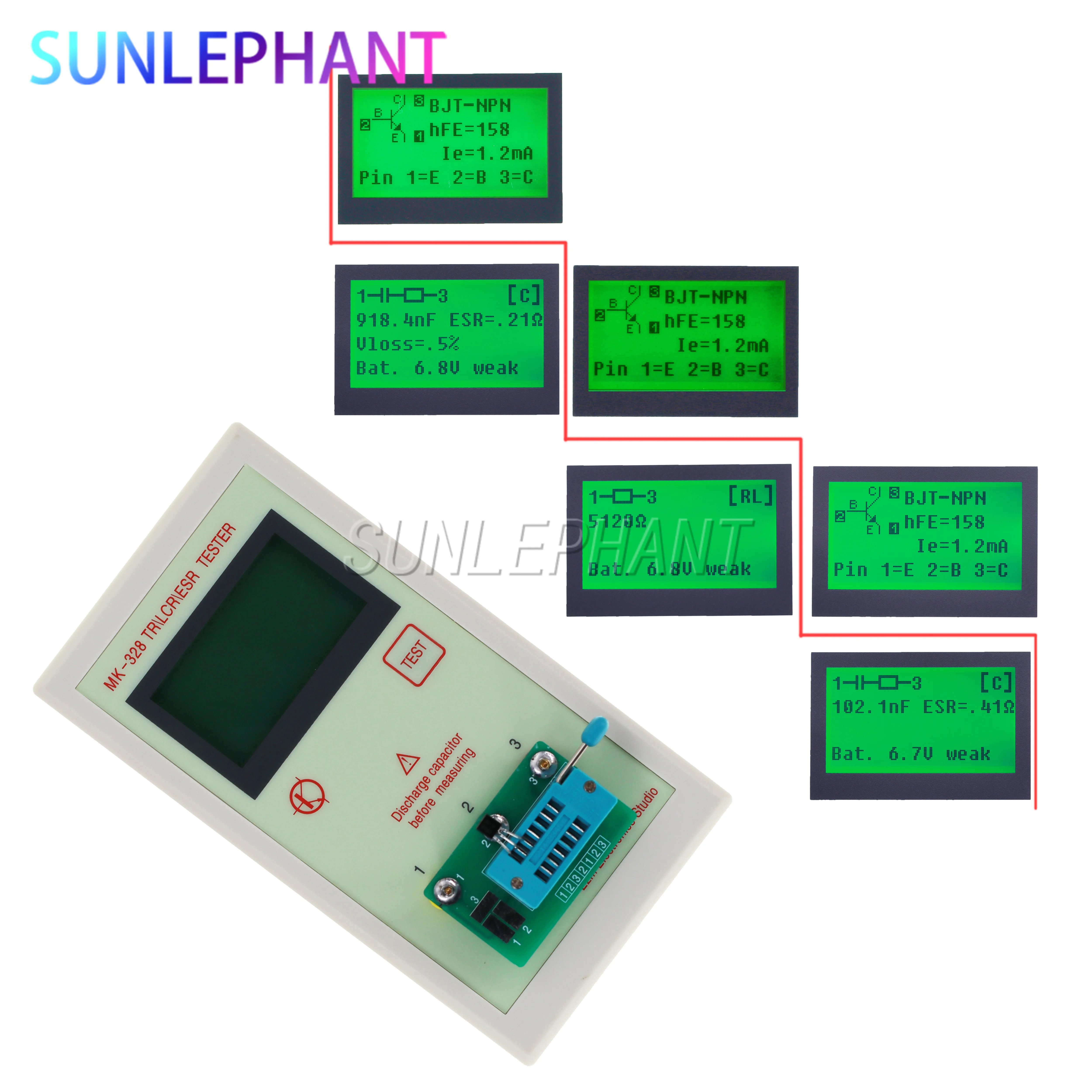 MK-328 Tester Transistor Inductance Capacitance Resistance ESR Meter TEST MOS/PNP/NPN Automatic Detector With Clip Cable
MK-328 Tester Transistor Inductance Capacitance Resistance ESR Meter TEST MOS/PNP/NPN Automatic Detector With Clip Cable