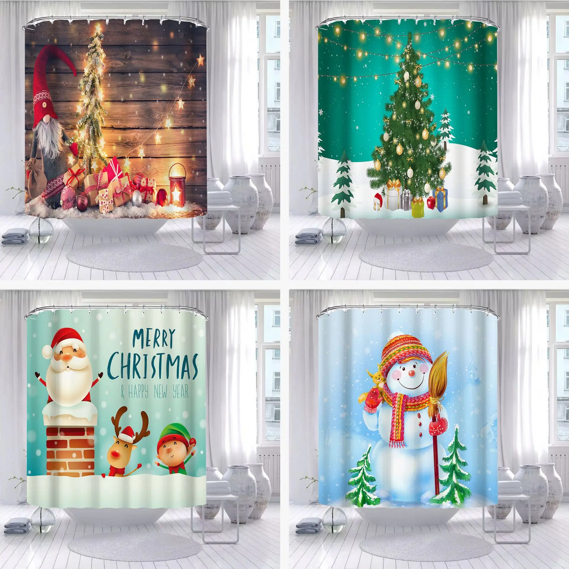 Christmas Shower Curtain Waterproof 
Christmas Shower Curtain Waterproof