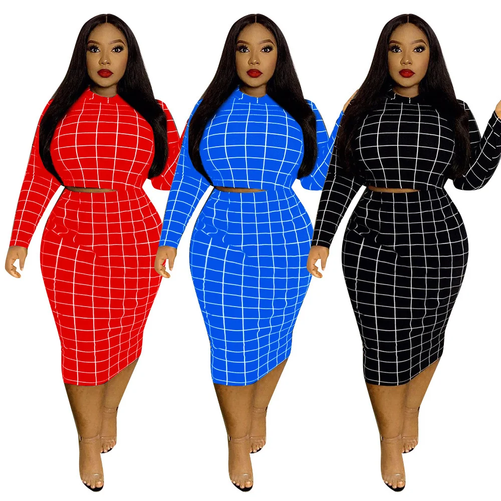 Skinny Sexy Women Two 2 Piece Set Outfits Fashion Plaid Print Girl Skirts Sets Long Sleeve T Shirt And Maxi Skirt Suit
Skinny Sexy Women Two 2 Piece Set Outfits Fashion Plaid Print Girl Skirts Sets Long Sleeve T Shirt And Maxi Skirt Suit