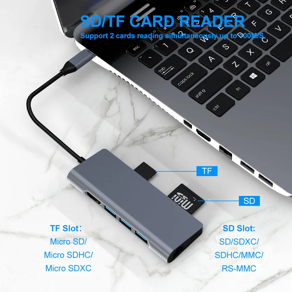 USB 3.0 Type-C Hub к HDMI VGA Тип C адаптер 4K порт с портами s SD ридер слот PD TF RJ45 для MacBook Mobibe Phone