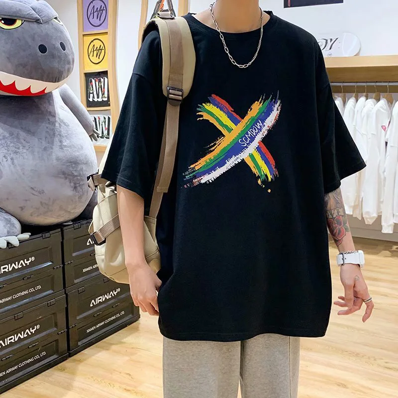 Summer Fashion Rainbow Graphic Print Short Sleeve Men Tshirts Korean Style Simplicity Loose Woman Oversized Clothing Top Quality
Summer Fashion Rainbow Graphic Print Short Sleeve Men Tshirts Korean Style Simplicity Loose Woman Oversized Clothing Top Quality