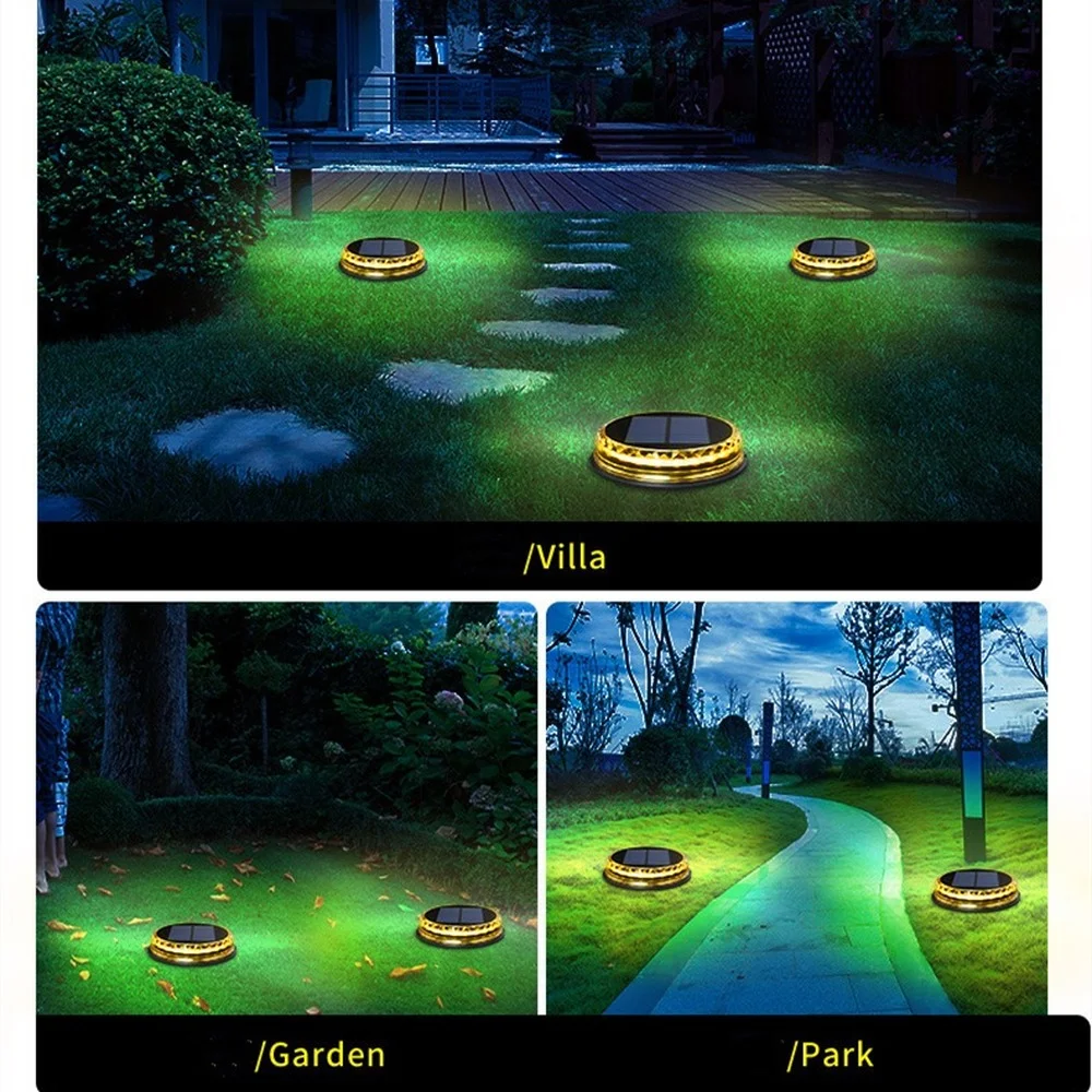 

Solar Ground Lights Outdoor Disk Lamp In-Ground Outdoor Landscape Lighting for Lawn Patio Pathway Yard Deck Walkway Flood Light
