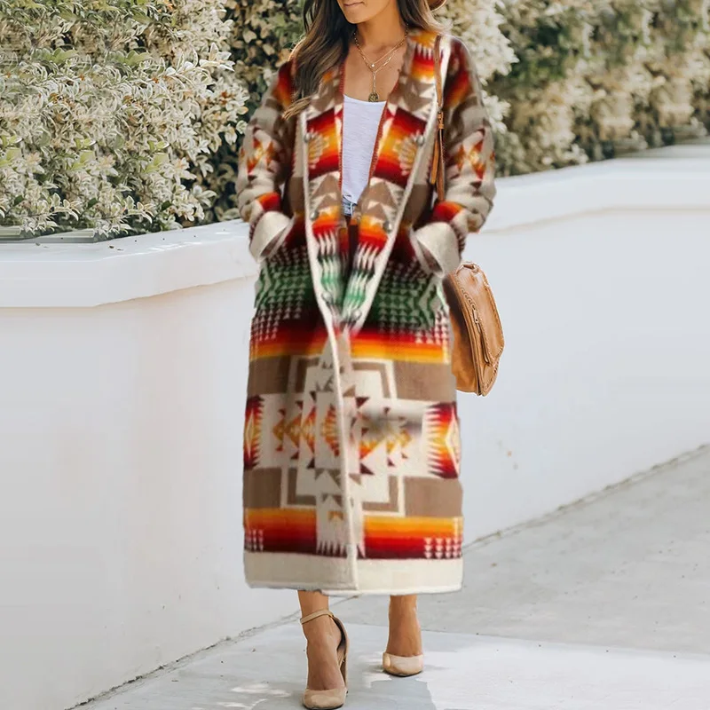 Autumn Winter Vintage Overcoat Trench Women Elegant Geometric Print Hooded Coats Fashion Button Pocket Warm Long Cardigan Mujer
Autumn Winter Vintage Overcoat Trench Women Elegant Geometric Print Hooded Coats Fashion Button Pocket Warm Long Cardigan Mujer
