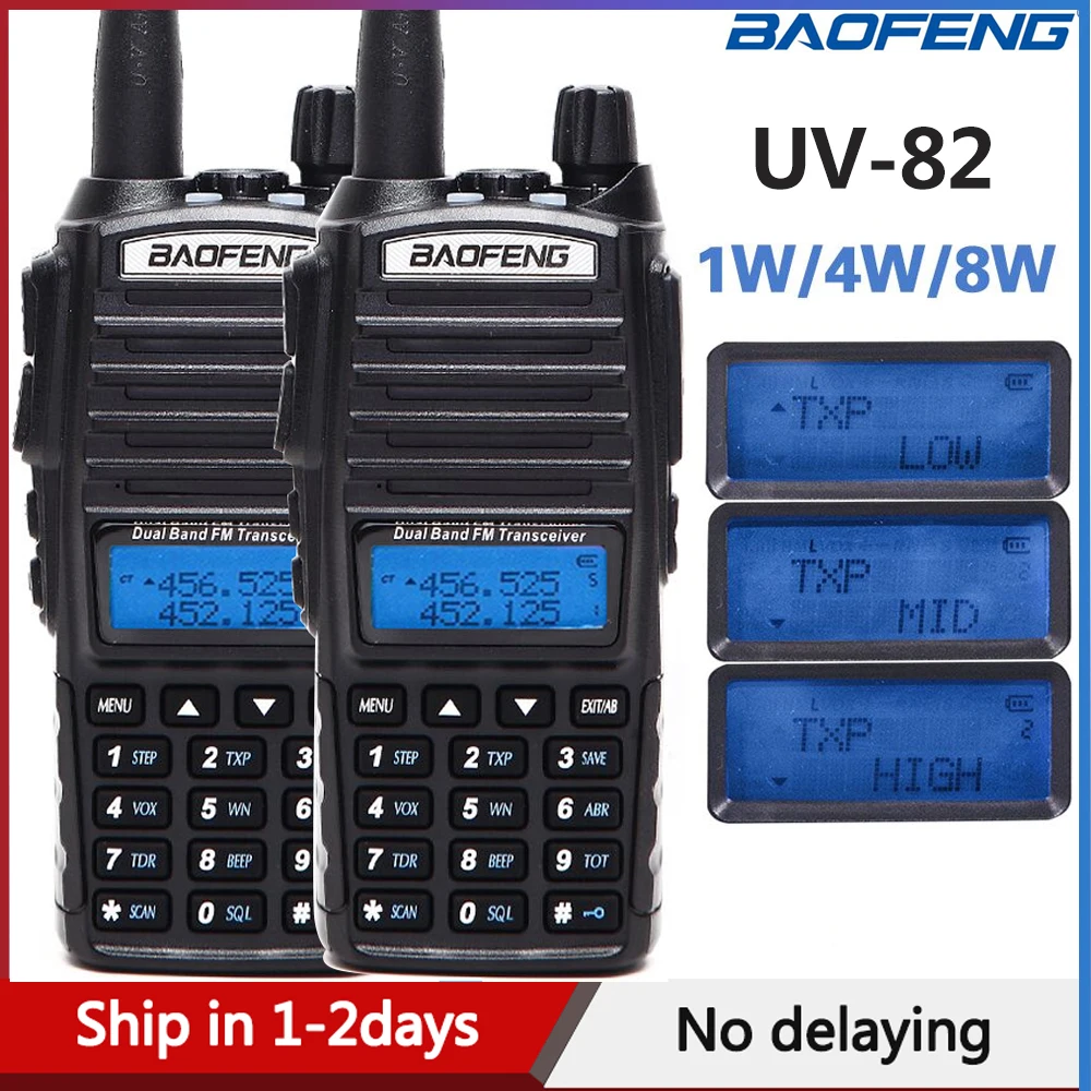 2pcs Real 8W Baofeng UV-82 Plus Walkie Talkie UV 82 Powerful Amateur Ham CB Radio UV82 Dual Band Transceiver 10KM Intercom
2pcs Real 8W Baofeng UV-82 Plus Walkie Talkie UV 82 Powerful Amateur Ham CB Radio UV82 Dual Band Transceiver 10KM Intercom