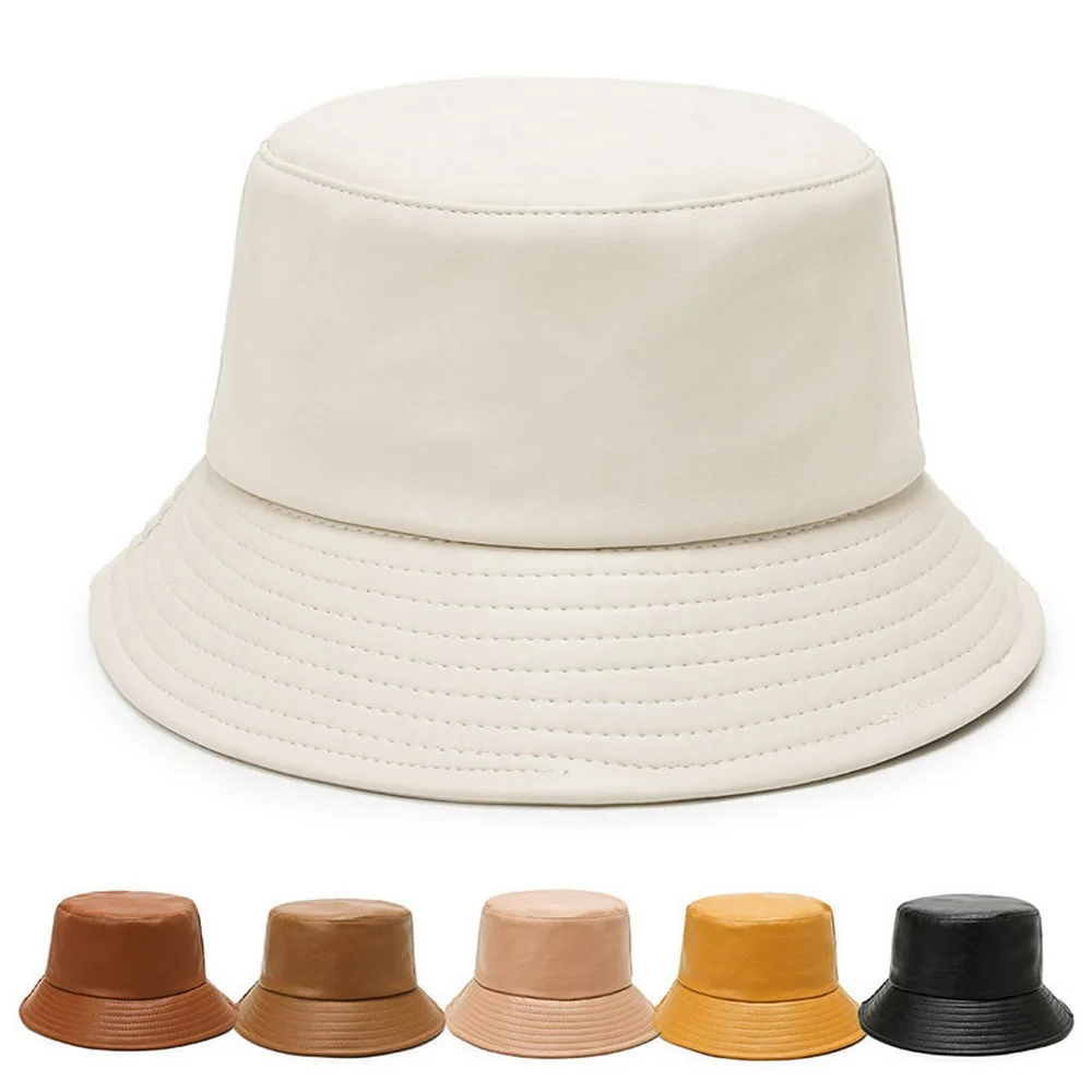 Spring And Autumn Female Bucket Hat Solid Color Pu Japanese Style Women Panama Caps Bob Outdoor Fashion YF0094 
Spring And Autumn Female Bucket Hat Solid Color Pu Japanese Style Women Panama Caps Bob Outdoor Fashion YF0094