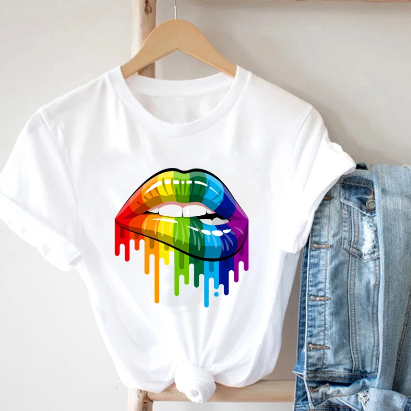 Fashion Urban Graphic T-Shirt Summer Funny Sexy Kiss Rainbow Lip Girls T-Shirt Cartoon Lip Graphic Printing Women's Clothing
Fashion Urban Graphic T-Shirt Summer Funny Sexy Kiss Rainbow Lip Girls T-Shirt Cartoon Lip Graphic Printing Women's Clothing