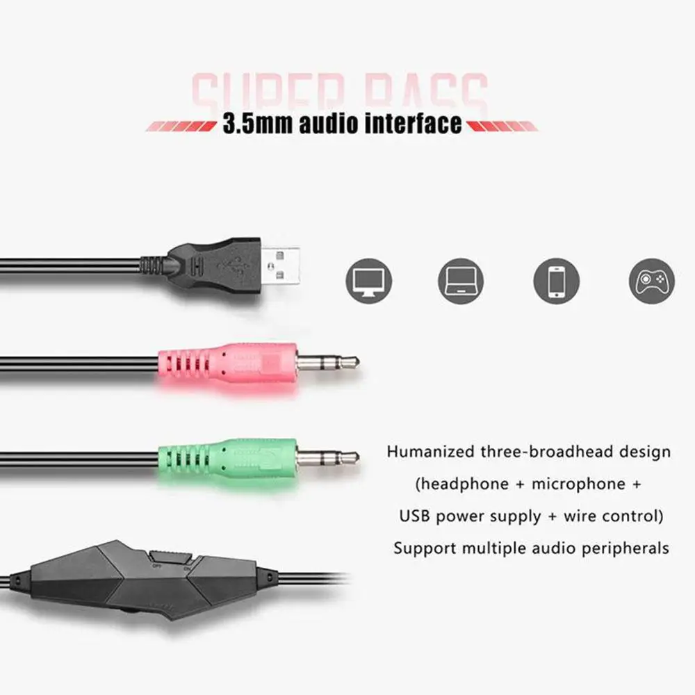 V1 Stereo Gaming Headset Deep Bass Over-Ear Game Headphone With LED Light Mic Pad For PS4 Mouse+Mice PC+Gaming Y3B6
V1 Stereo Gaming Headset Deep Bass Over-Ear Game Headphone With LED Light Mic Pad For PS4 Mouse+Mice PC+Gaming Y3B6