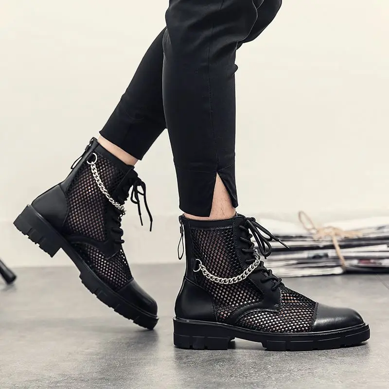2021 Men's Shoes Fashion Casual Round Toe Solid Color PU Stitching Mesh High-top Lace-up Metal Chain Comfortable Sandals 3KC345
2021 Men's Shoes Fashion Casual Round Toe Solid Color PU Stitching Mesh High-top Lace-up Metal Chain Comfortable Sandals 3KC345