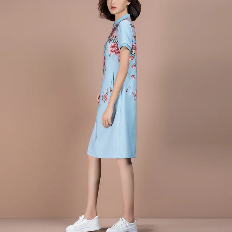 Spring Summer 2021 New Arrival Hot Selling High Quality Casual Short Sleeve Floral Print Soft Blue Shirt Dresses for Women
Spring Summer 2021 New Arrival Hot Selling High Quality Casual Short Sleeve Floral Print Soft Blue Shirt Dresses for Women