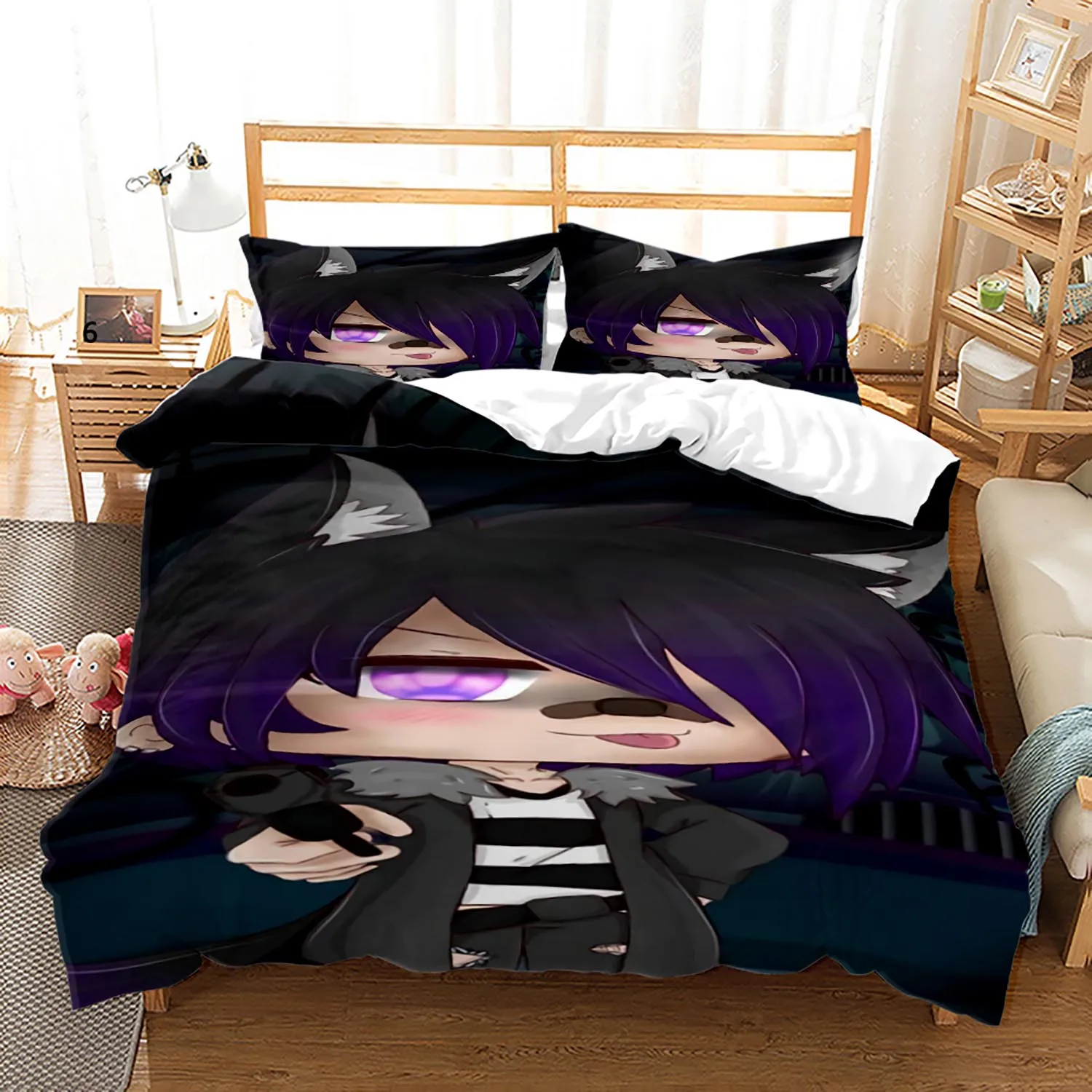 Комплект постельного белья Gacha Life, односпальный, двуспальный, размер King, Комплект постельного белья Gacha Life для детской спальни, комплекты с двухслойным покрытием 009