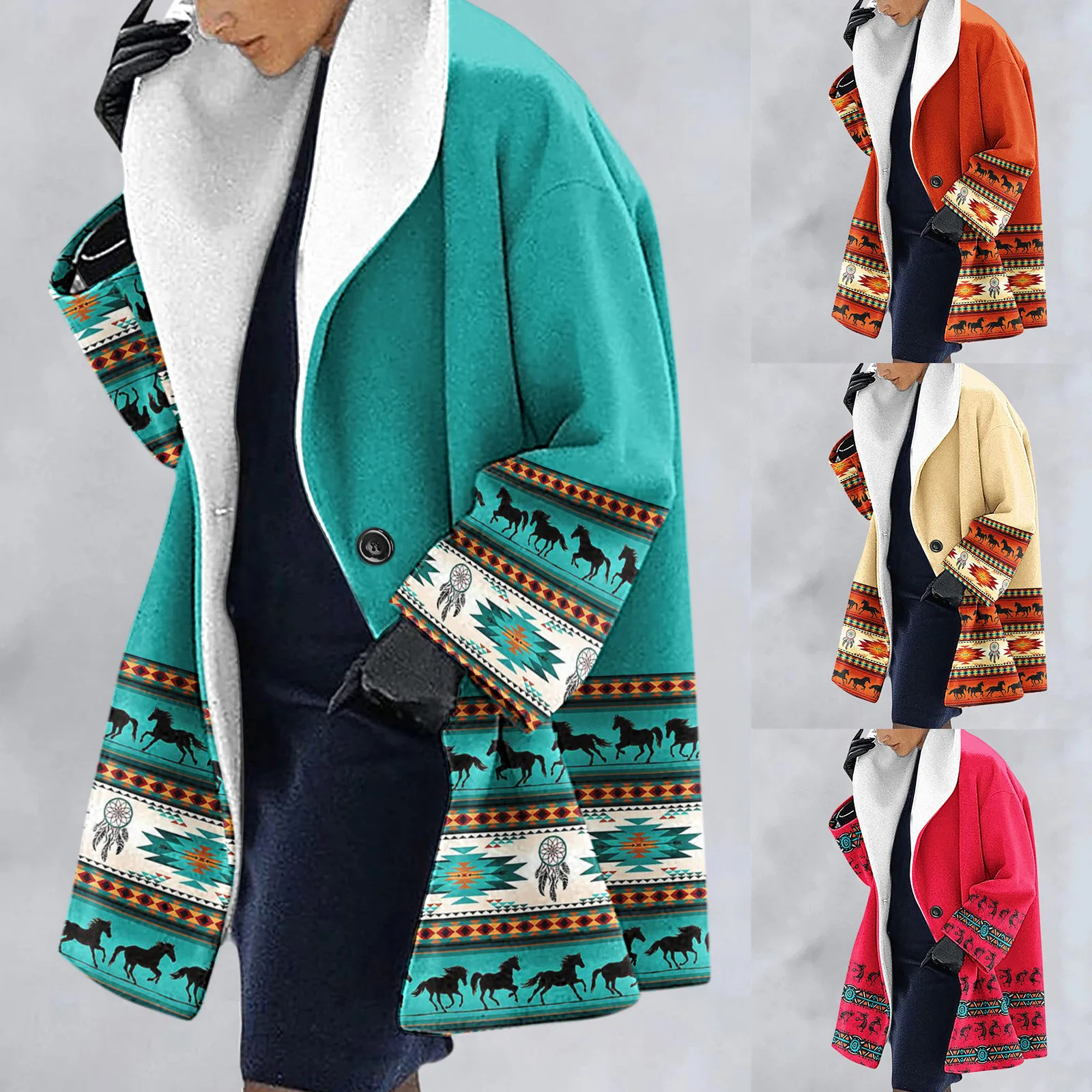 Essentials Women's Overcoat Retro Patterns Print Long Sleeve Button Down Open Cardigan Lapel Winter Coat Shirts Outwear
Essentials Women's Overcoat Retro Patterns Print Long Sleeve Button Down Open Cardigan Lapel Winter Coat Shirts Outwear