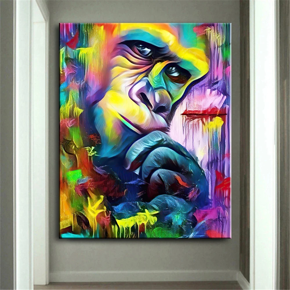 Animal Graffiti Art Thinking Monkey Canvas Painting Wall Art Posters Prints Cuadros Wall Picture for Living Room Home Wall Decor
Animal Graffiti Art Thinking Monkey Canvas Painting Wall Art Posters Prints Cuadros Wall Picture for Living Room Home Wall Decor