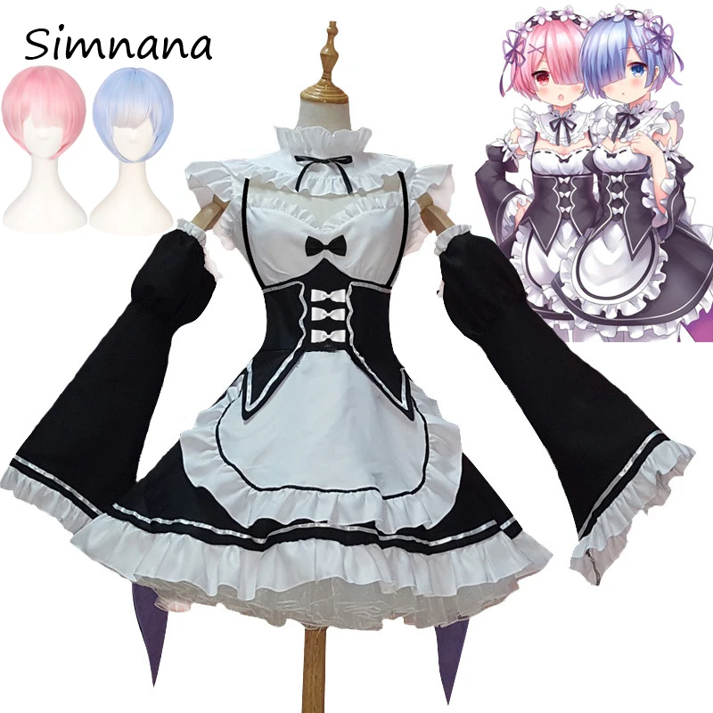 Ram/Rem Косплей Re:zero Kara Hajimeru Isekai Seikatsu Re Life In a Different World Kawaii костюм платье служанки на
