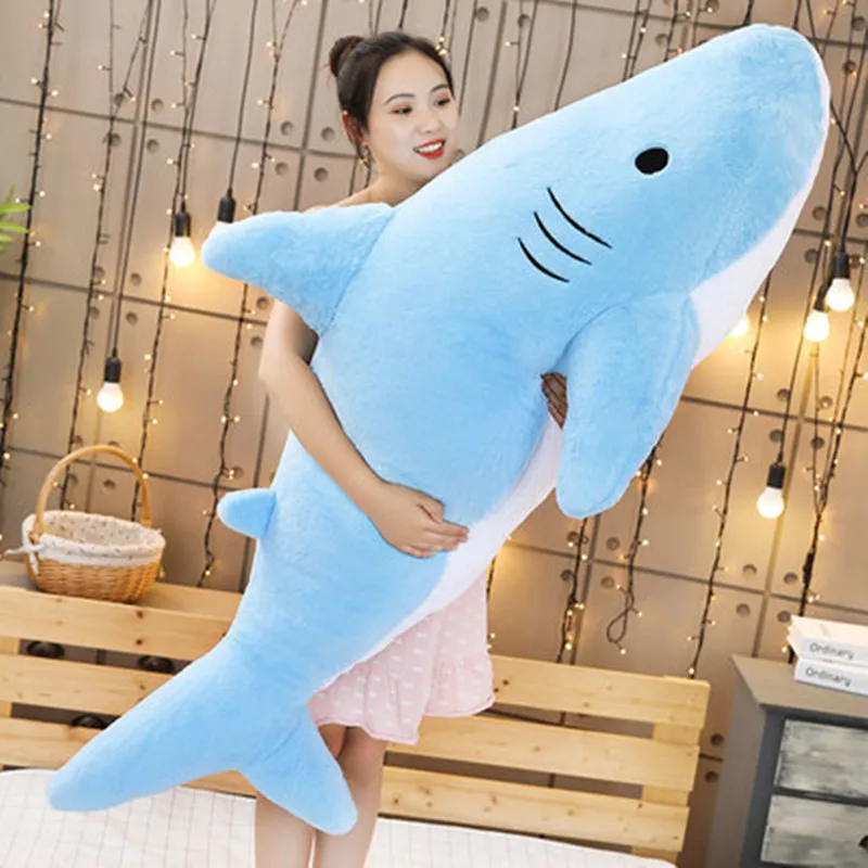 

One Piece Big Soft PP Cotton Stuffed Shark Plush Toys High Quality Marine Life Cushions Creative Dolls Sleeping Pillows 2 Color