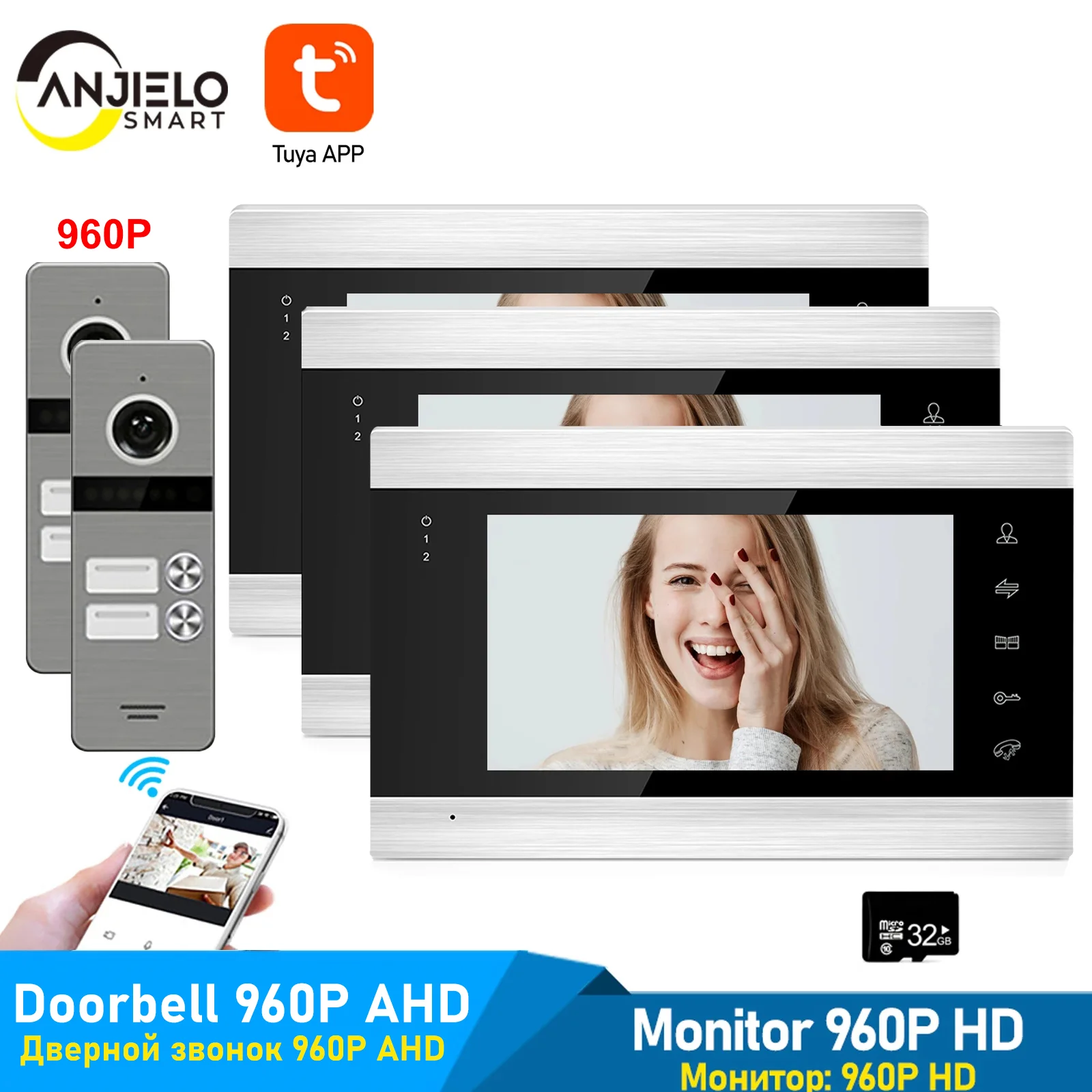 Tuya Smart App Mobile Phone Remote Control 7 Inch 960P Video Door Phone WiFi Wired Intercom System for Multi-Apartments Security
Tuya Smart App Mobile Phone Remote Control 7 Inch 960P Video Door Phone WiFi Wired Intercom System for Multi-Apartments Security